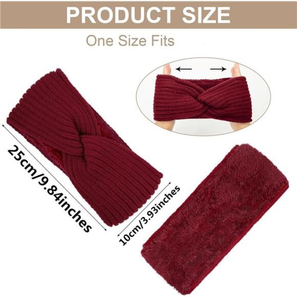 Warm Winter Headbands for Women Cable Crochet Turban Ear Warmer - Picture 4 of 7